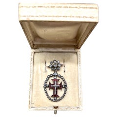 Diamonds and Garnets Cross Templar Military Order of Christ Grand 1600s Brooch