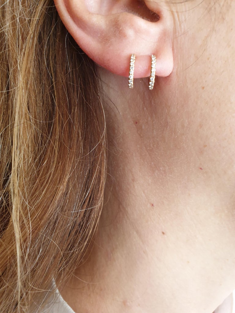 18 Karat Gold Birlliant Cut Diamond Double Ear Cuff Earirng For Sale at