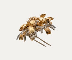 Spilla Belle Epoque con diamanti e fiore d'oro