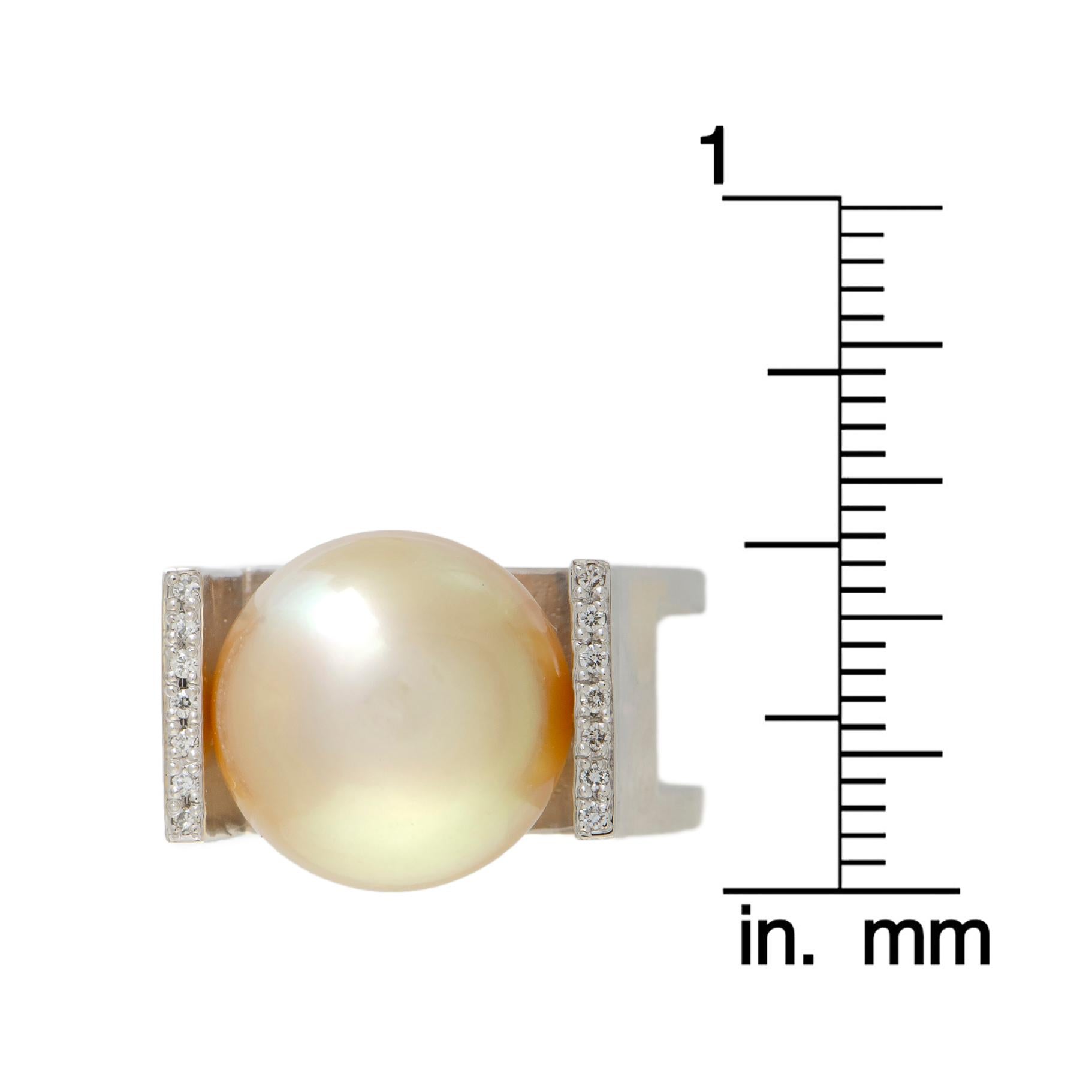 Diamonds and Golden Pearl Platinum Ring 1