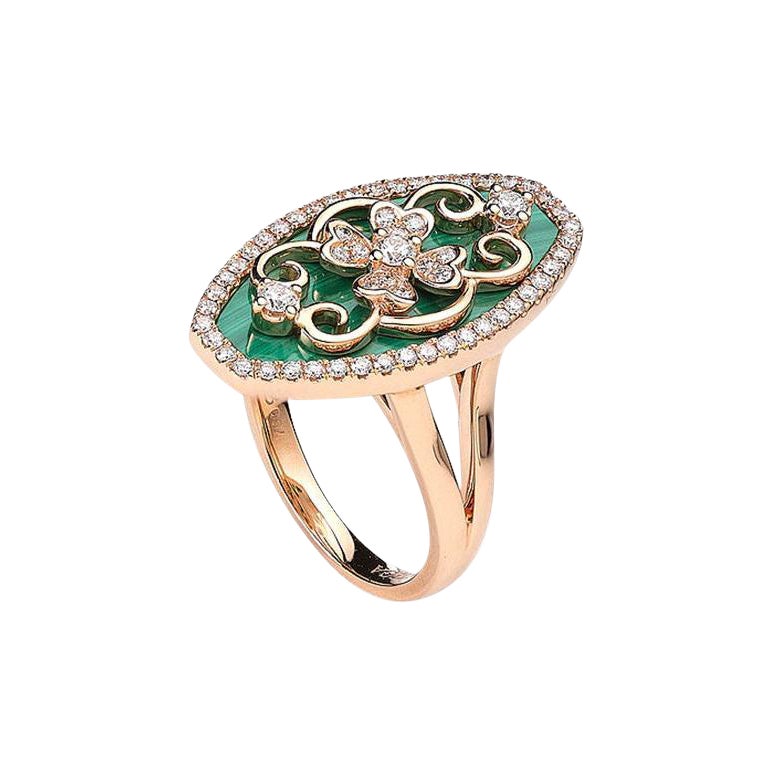Bague en diamants et malachite