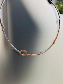 Diamonds and Pink Sapphires Necklace including Circular Designs 18K Gold Choker