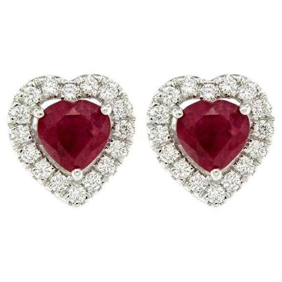 Diamonds and ruby earrings For Sale