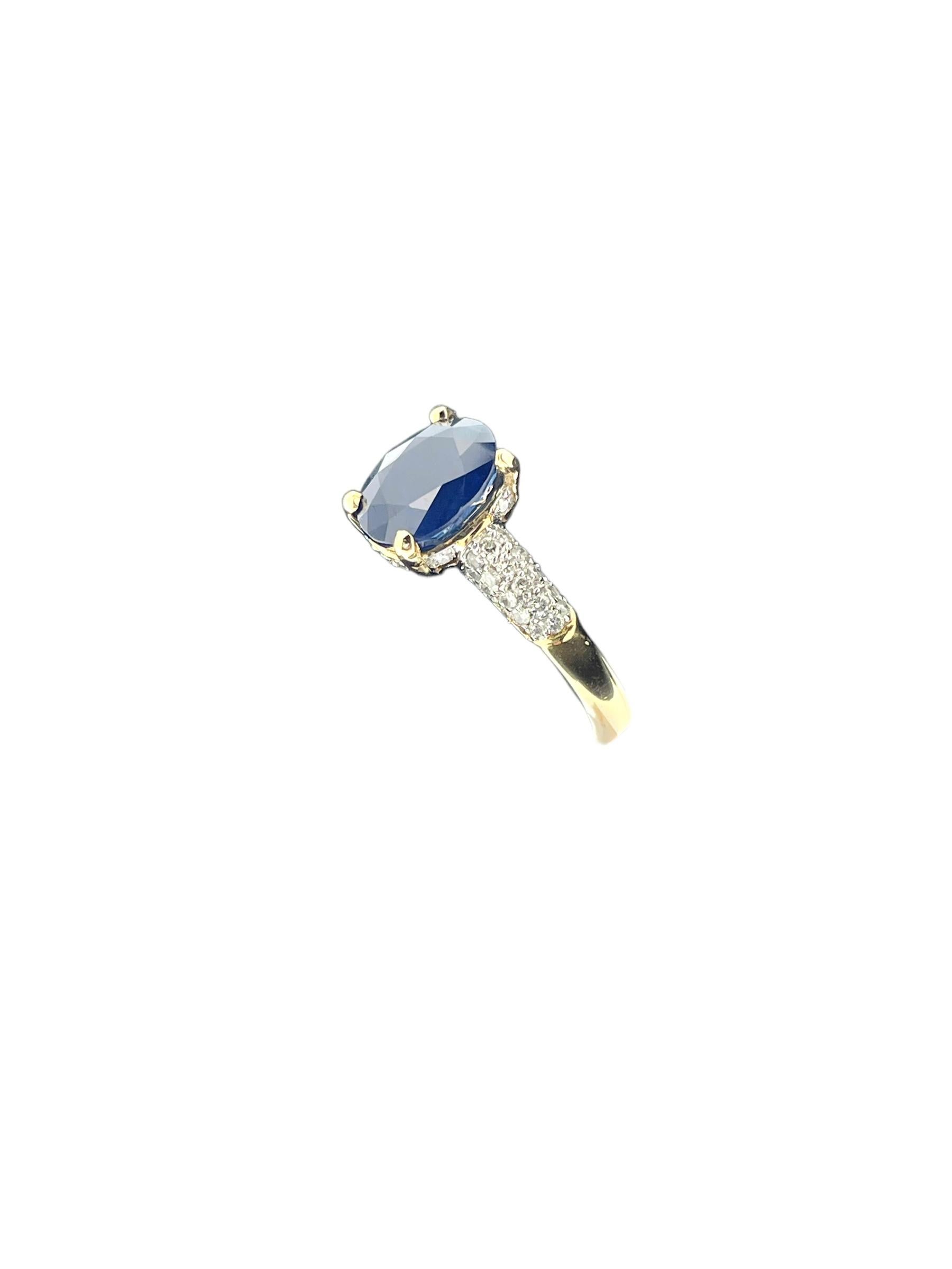 Mixed Cut Diamonds and Sapphire Cocktail Ring Yellow and White Gold IGI Certified For Sale