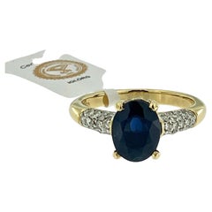 Diamonds and Sapphire Cocktail Ring Yellow and White Gold IGI Certified
