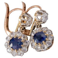 Diamonds and Sapphires Antique French Earrings