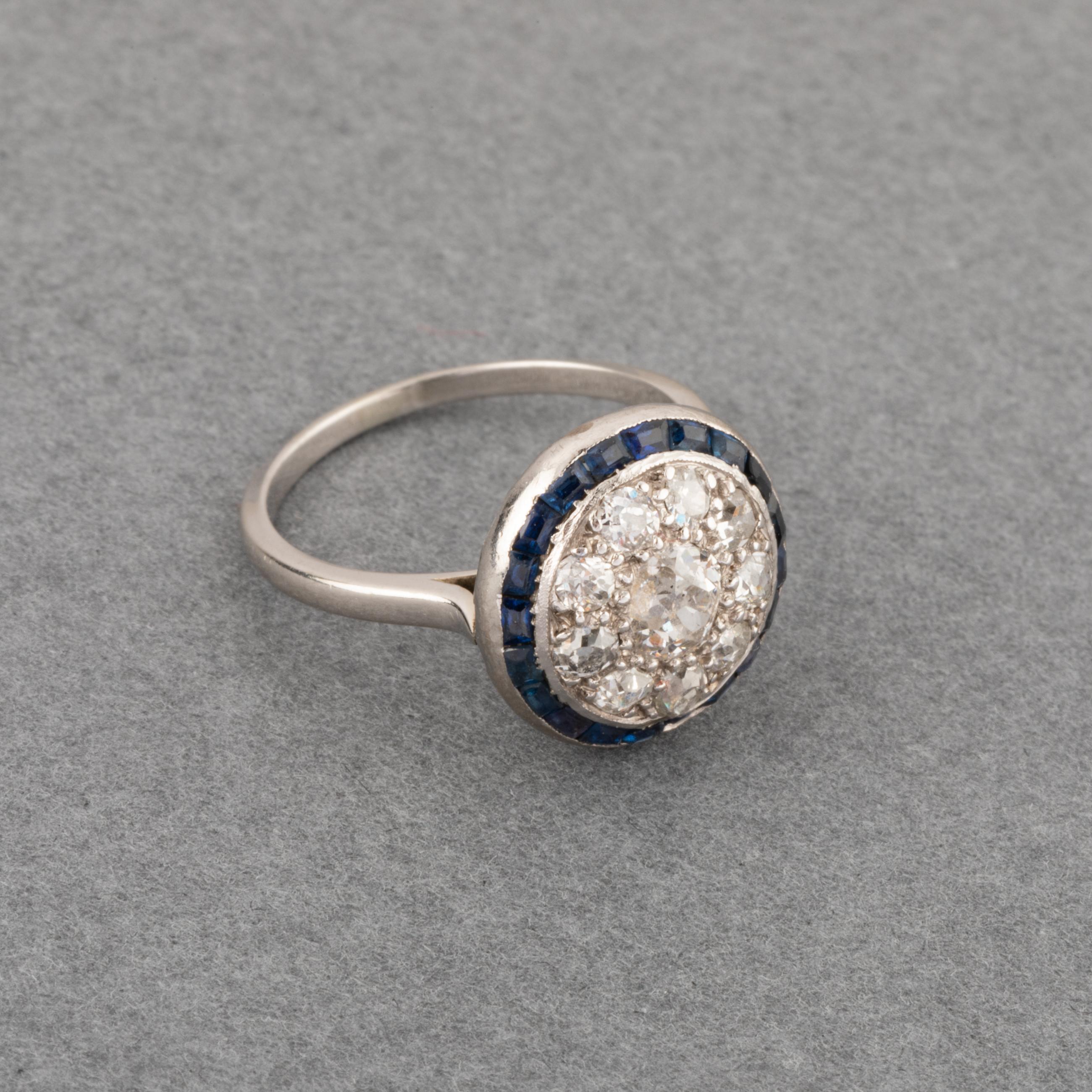 Women's Diamonds and Sapphires French Antique Ring