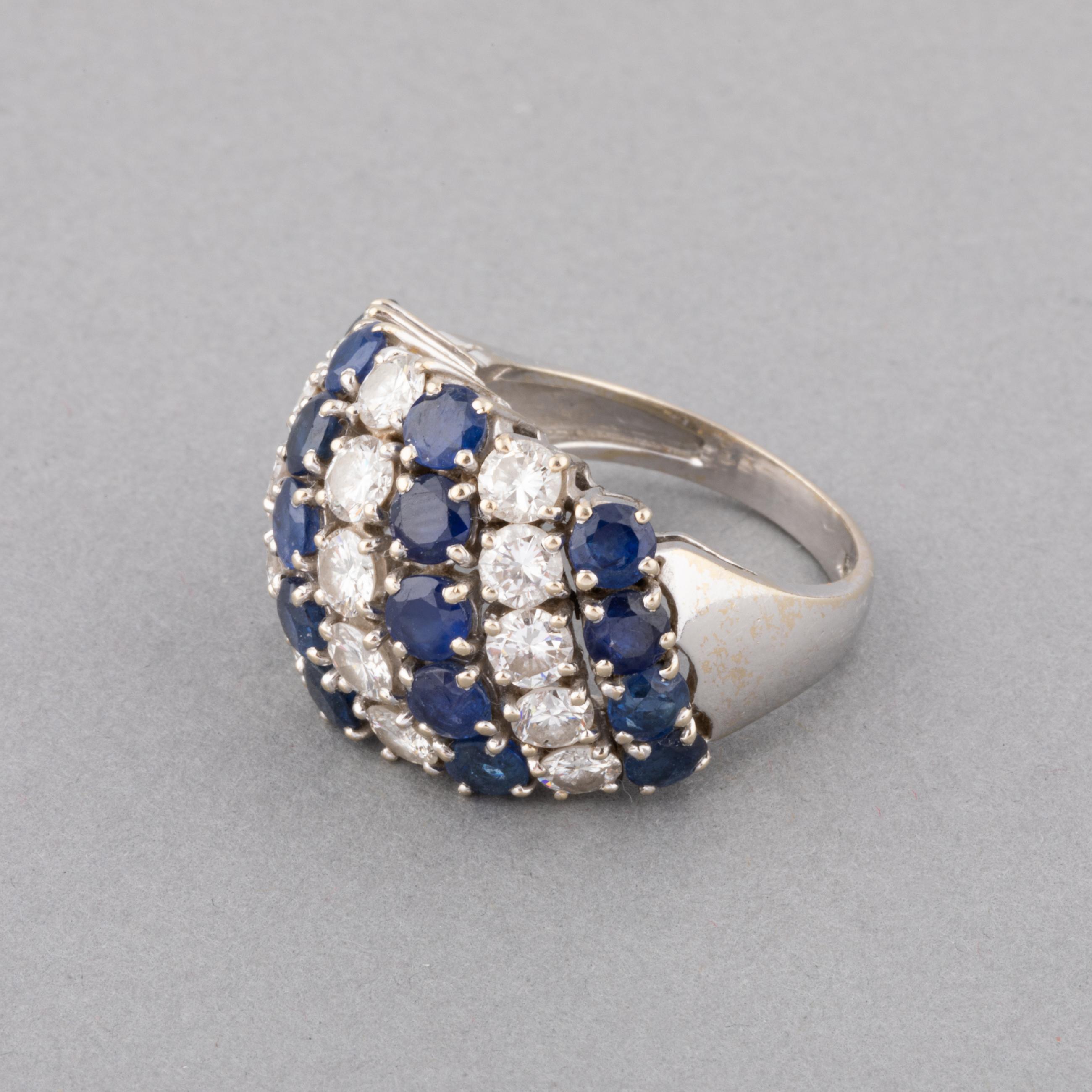 Diamonds and Sapphires French Vintage Ring In Good Condition For Sale In Saint-Ouen, FR