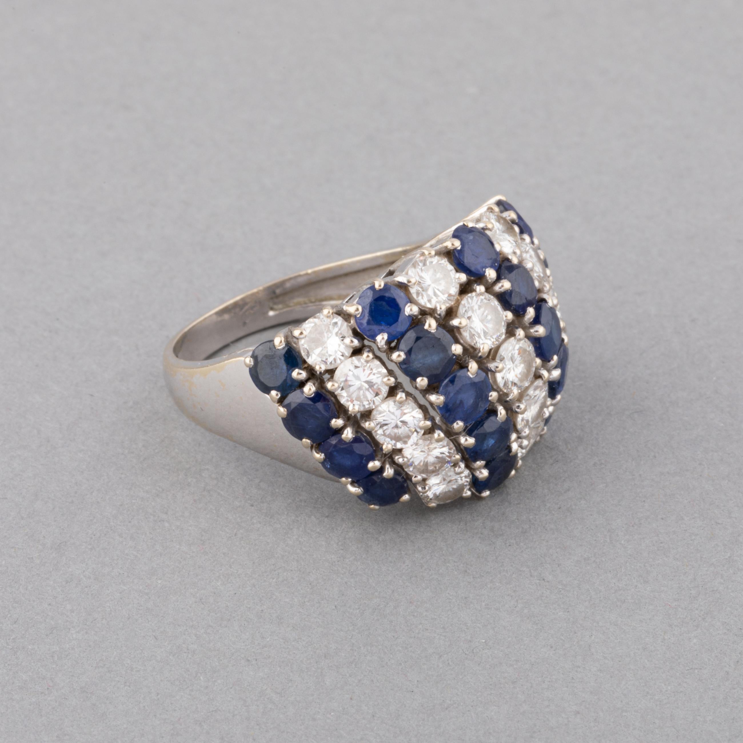 Diamonds and Sapphires French Vintage Ring For Sale 1