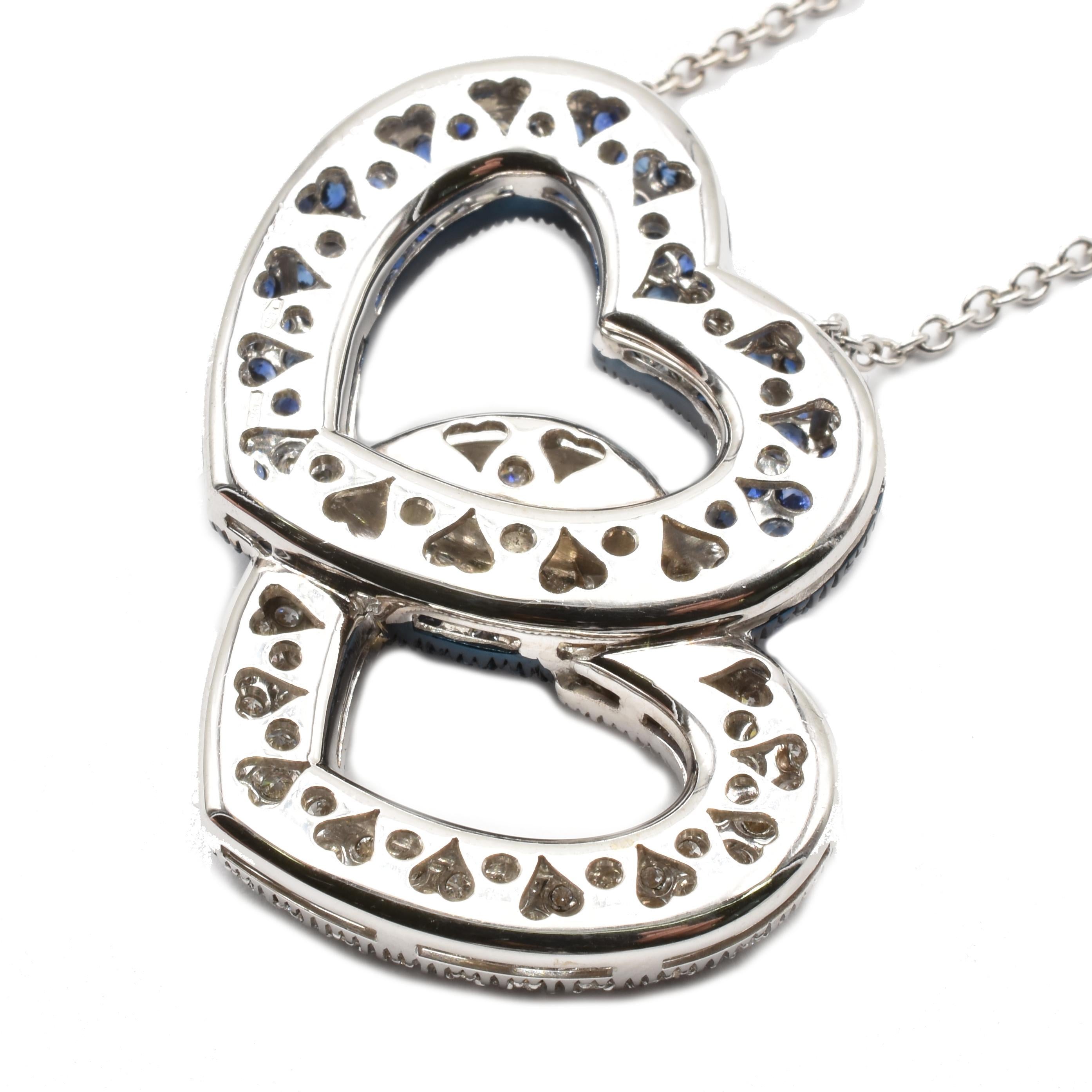 blue and white diamond heart necklace