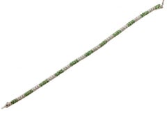 Diamonds and Tsavorite, White Gold Link Bracelet