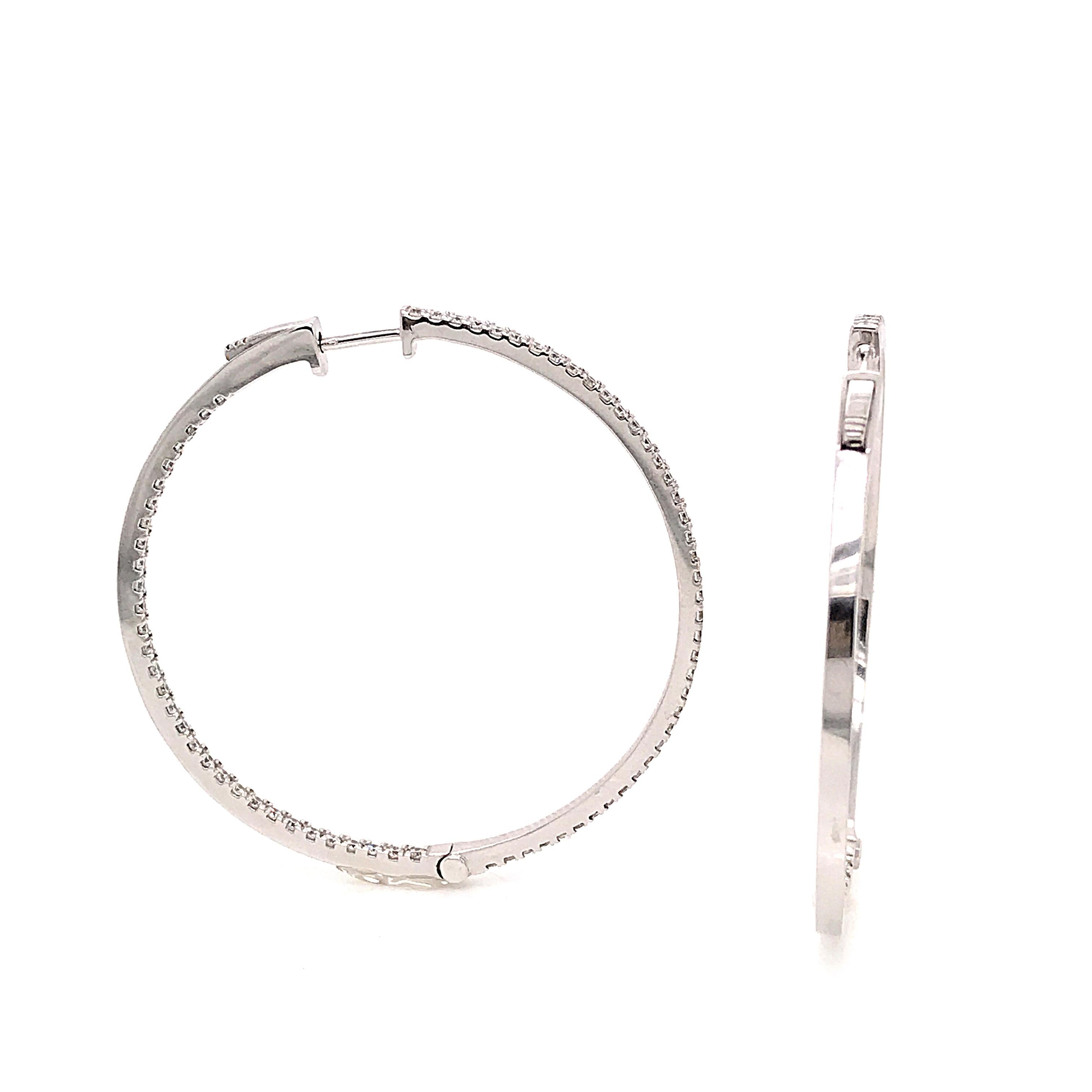 Diamonds and White Gold 18 Karat Hoop Earrings 1