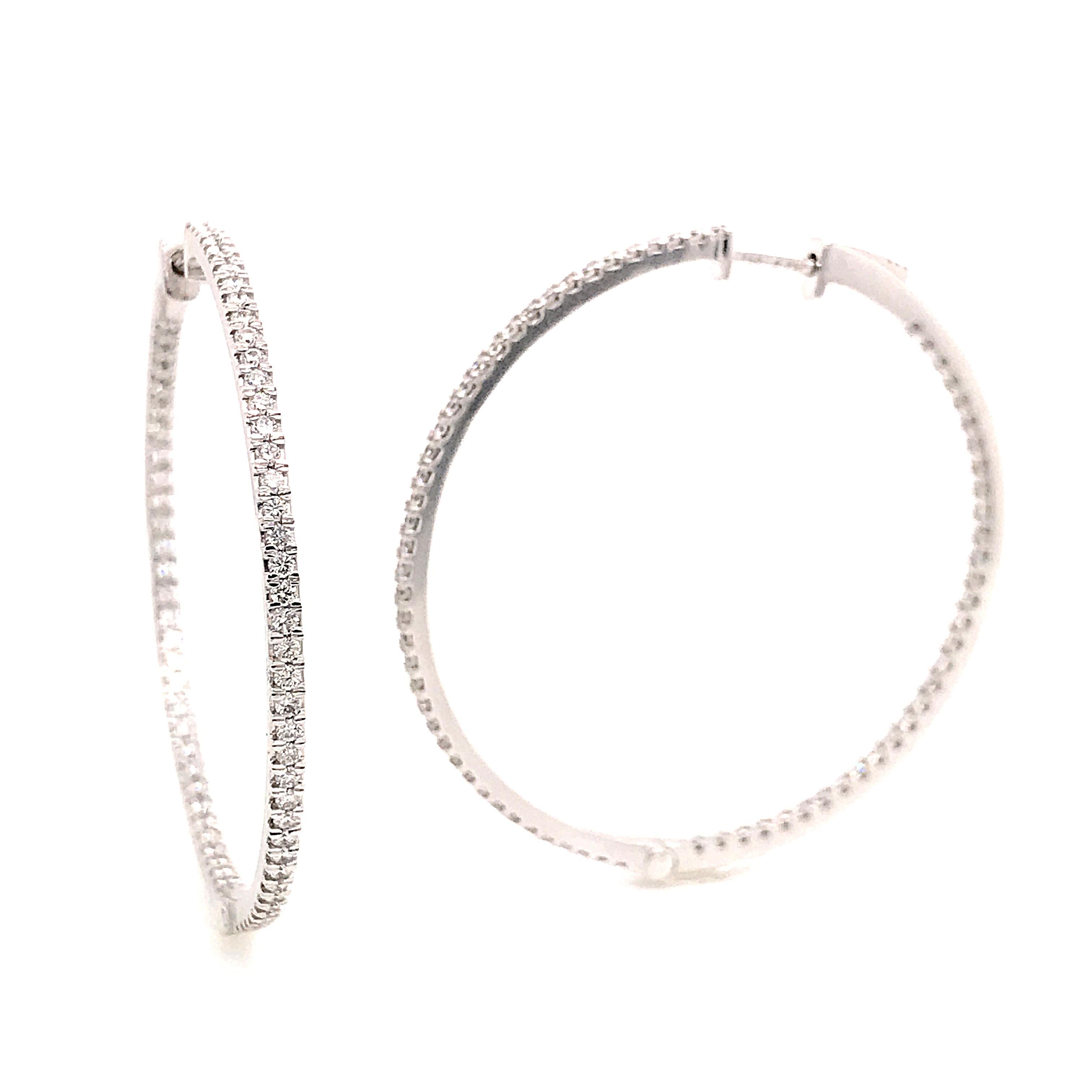 Diamonds and White Gold 18 Karat Hoop Earrings 3