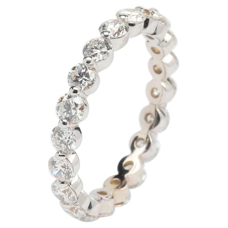 Flexible Diamond Eternity White Gold Wedding Band For Sale at 1stDibs