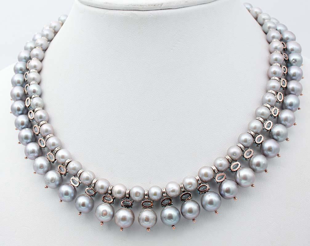 grey pearl choker necklace