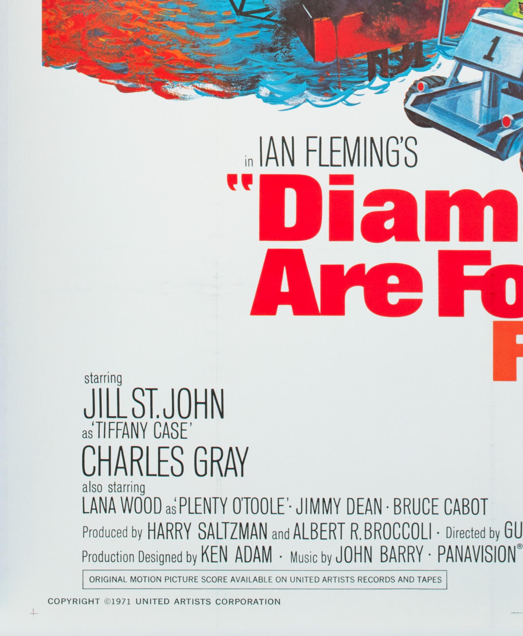 DIAMANTEN SIND EWIG  1971 US 3-Blatt-Filmplakat, Bond,  ROBERT MCGINNIS im Angebot 1