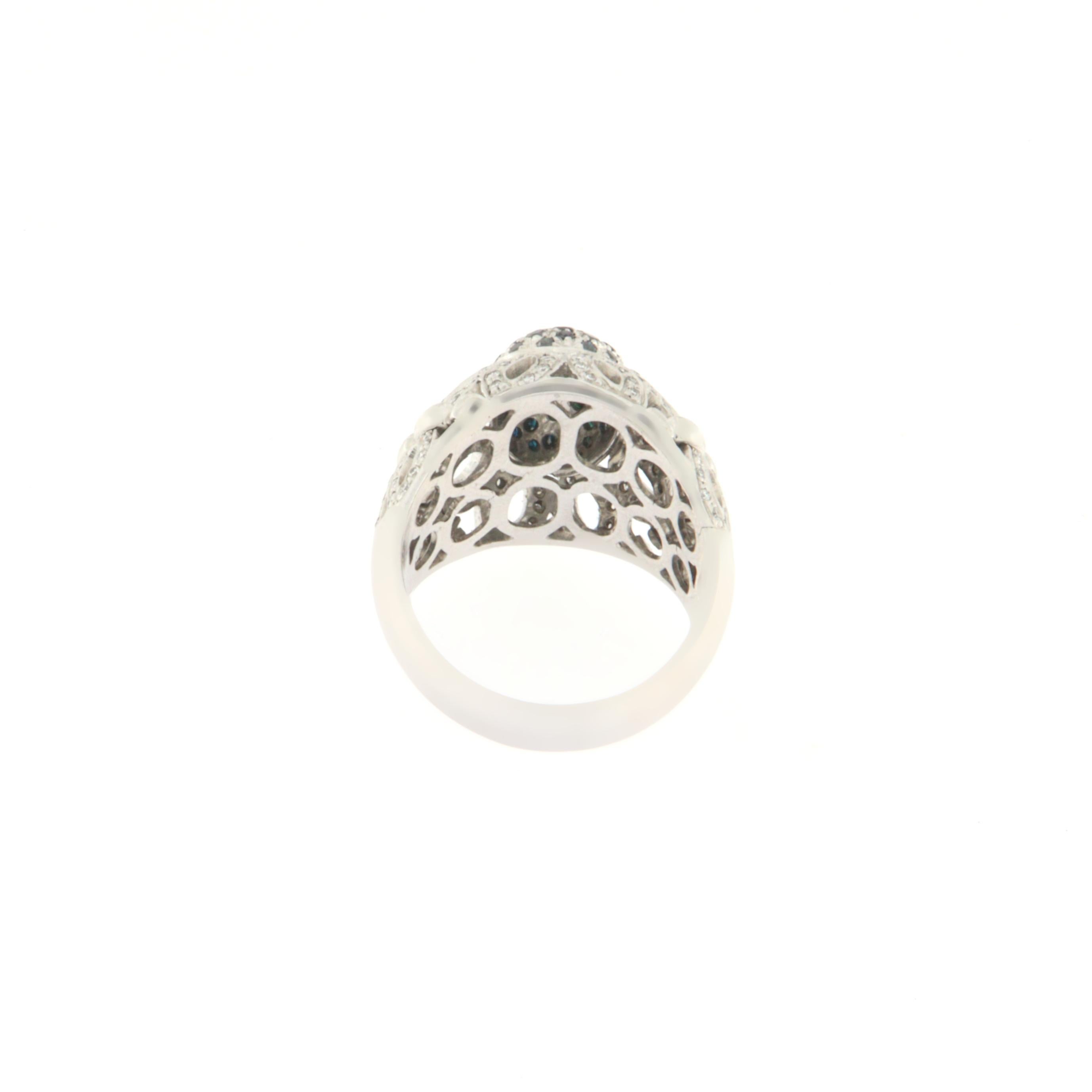 Diamonds Black e White 18 Karat White Gold Band Ring In Good Condition For Sale In Marcianise, IT
