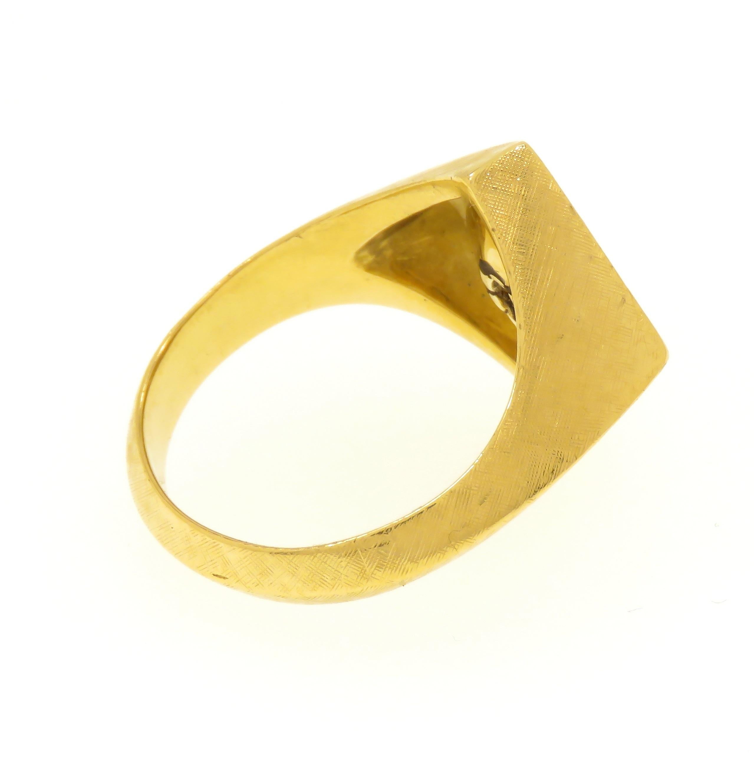 Diamanten Blau Emaille 18 Karat Gelbgold Vintage Bandring Handgefertigt 5