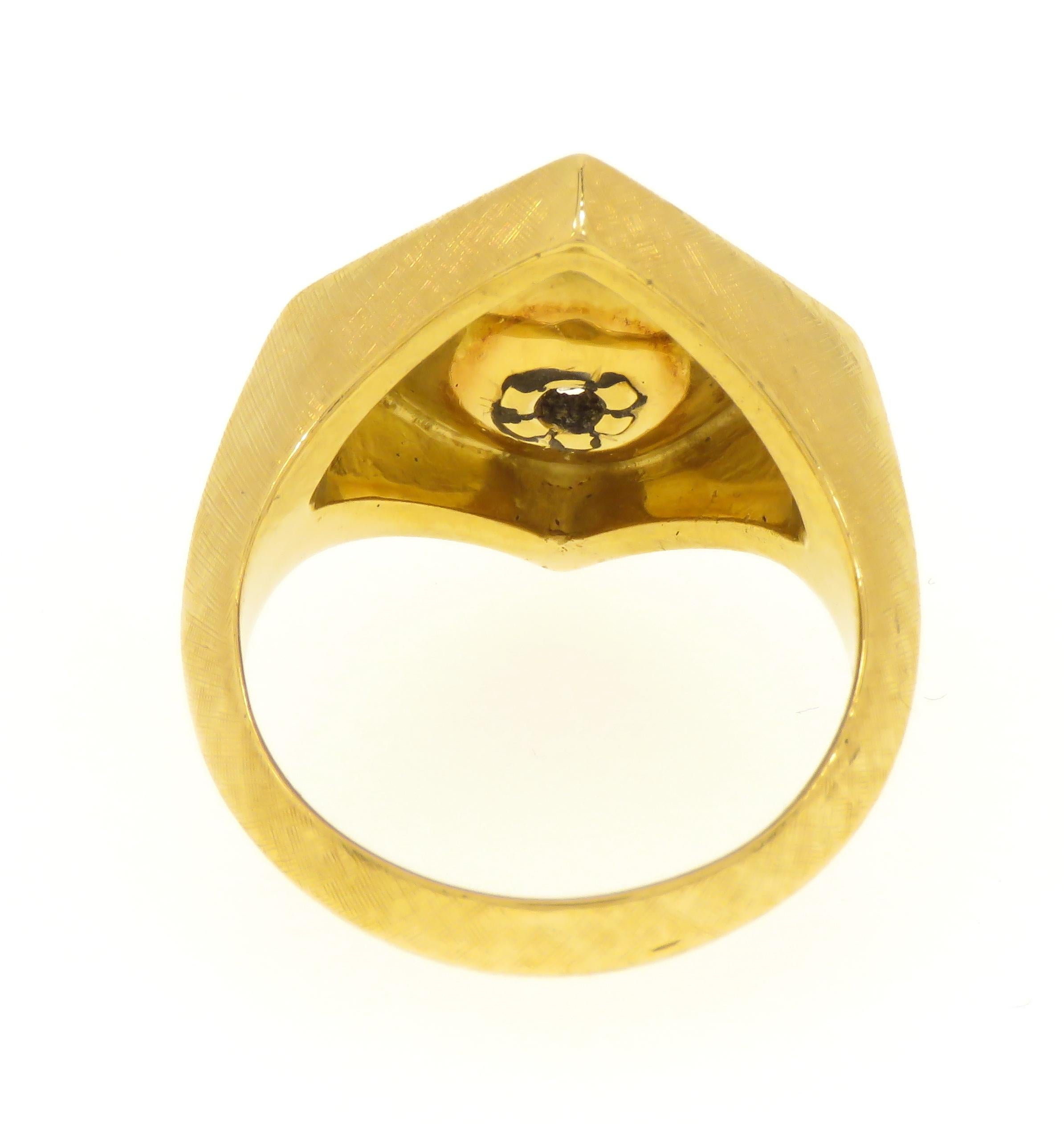Diamanten Blau Emaille 18 Karat Gelbgold Vintage Bandring Handgefertigt 6