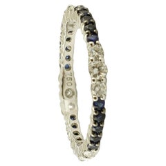 Diamonds, Blue Sapphires, 18 Karat White Gold Band Ring