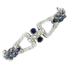 Diamonds, Blue Sapphires, White Gold Bracelet