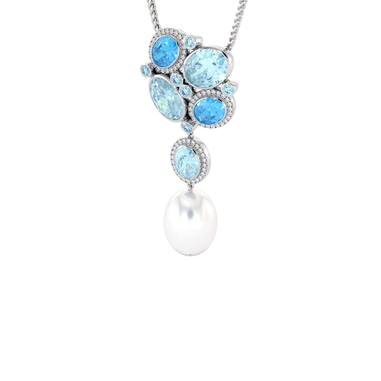 This sophisticated pendant is part of Summer Sky Collection. Designed by Emilia Lekarrier, Handcrafted and made in Canada, using high quality diamonds and gemstones. Certified by CGA & GIA Appraiser.

Metal: 14kt White Gold
Diamond Clarity: