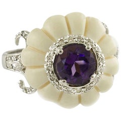 Vintage Diamonds Bone White Gold Fancy Ring