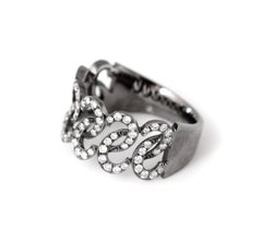 Diamonds Braces 18K Black Gold Ring