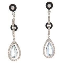 Diamonds Brazilian Aquamarine 18 Carat White Gold Drop Earrings