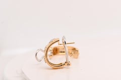 Diamonds Brushed Yellow Gold 18 Carats Hoop Earrings