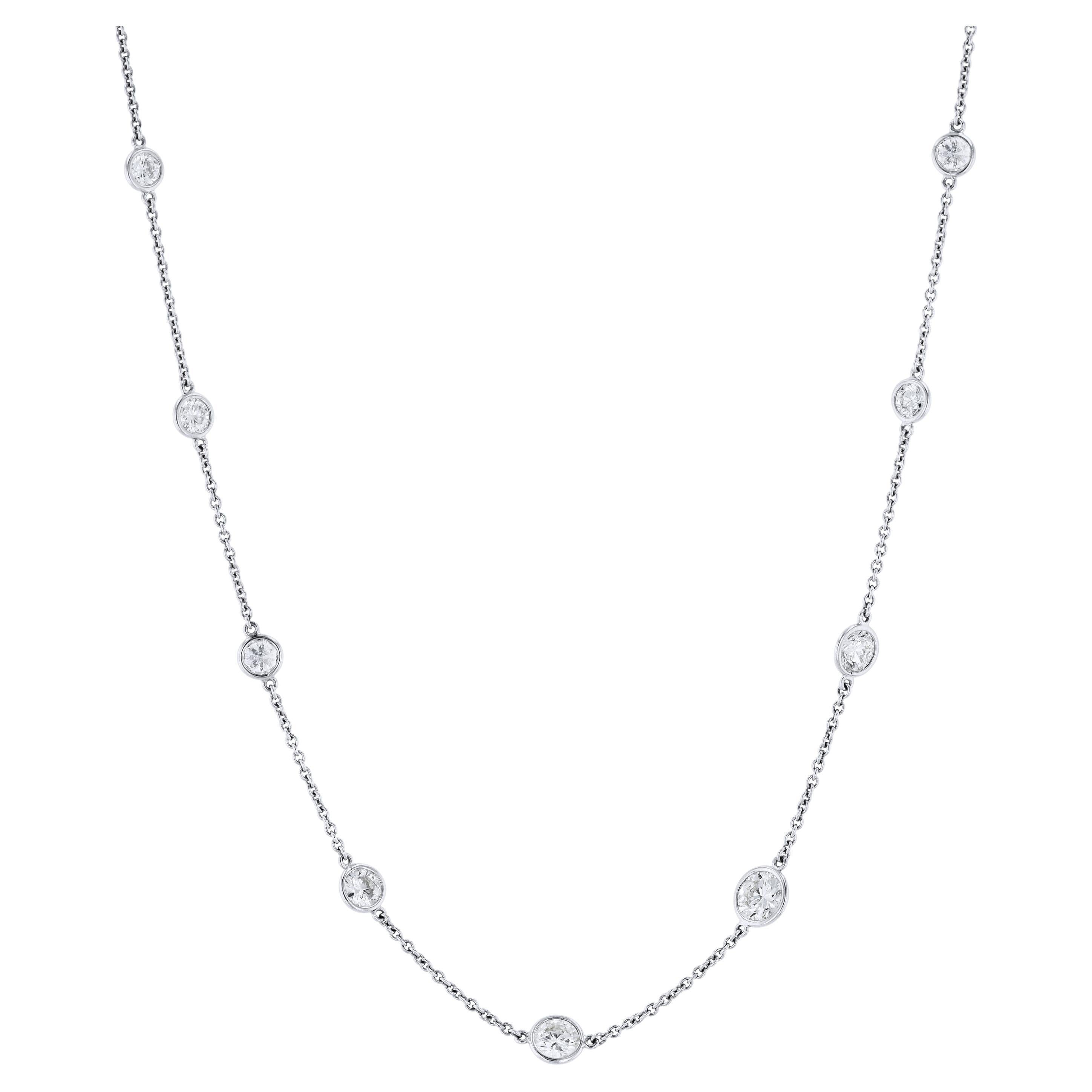 Diamonds By the Yard Bezel Set Platinum Necklace For Sale