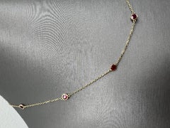 Diamonds by the Yard Chain Necklace in 14k Yellow Gold, 3.10ct of Natural Rubies