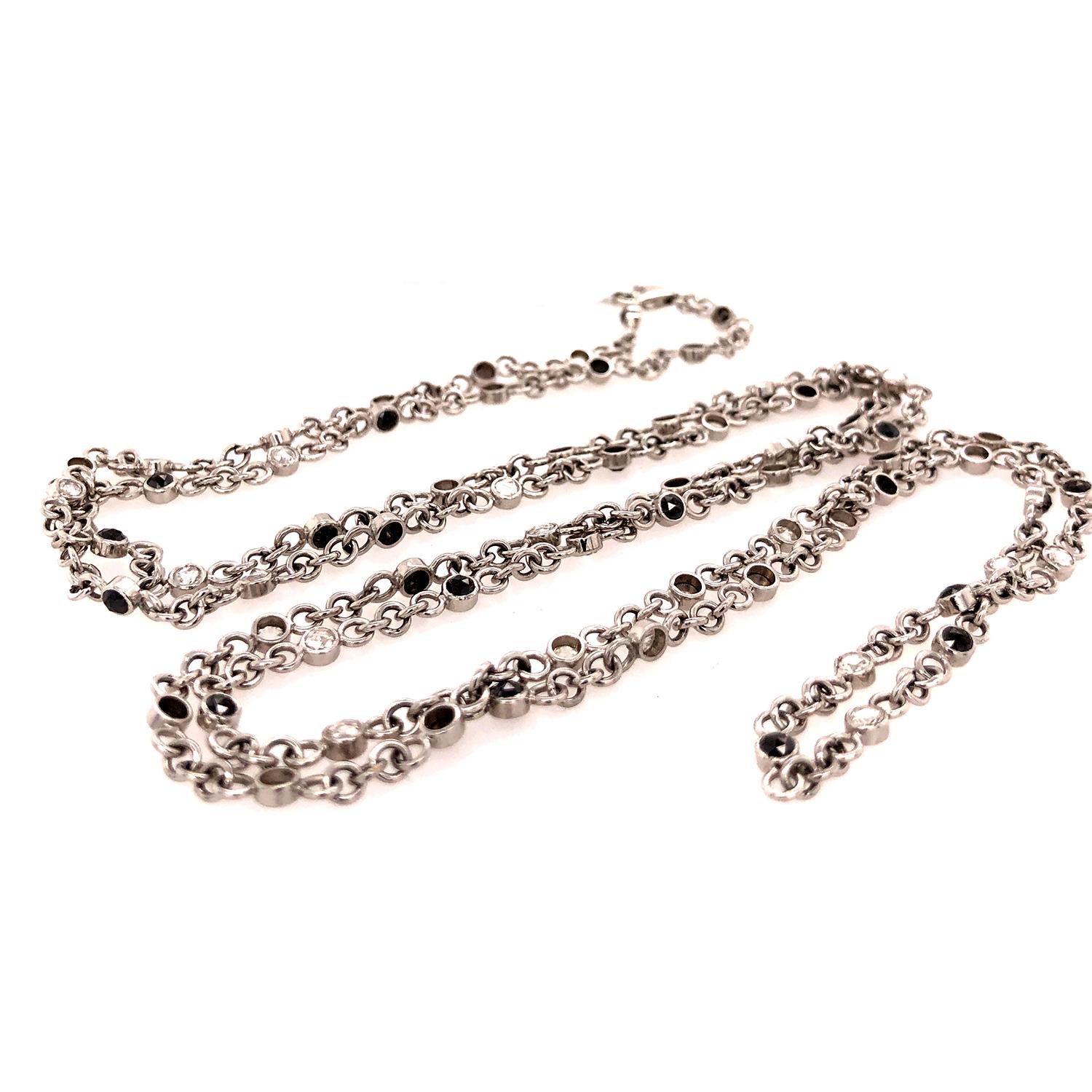 Art Deco Diamonds By the Yard Chain Necklace Made In 18k White Gold For Sale