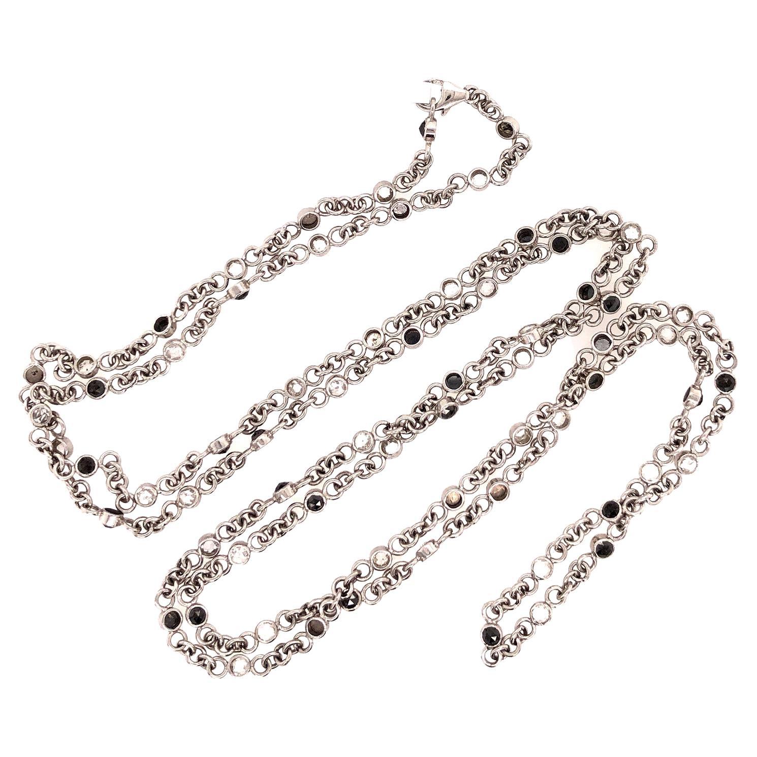 Diamonds By the Yard Chain Necklace Made In 18k White Gold For Sale