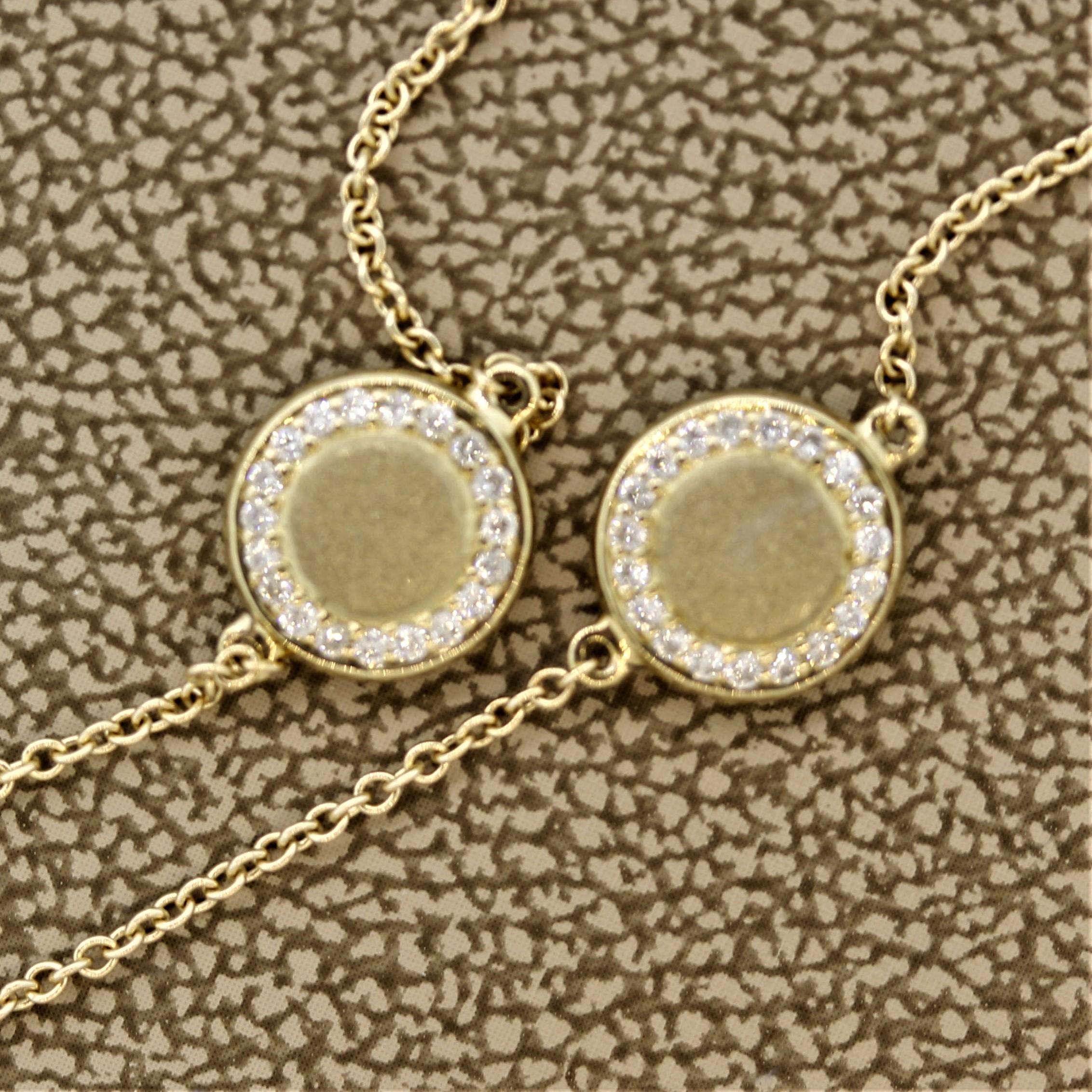 Round Cut Diamonds by the Yard Gold Medallion Necklace