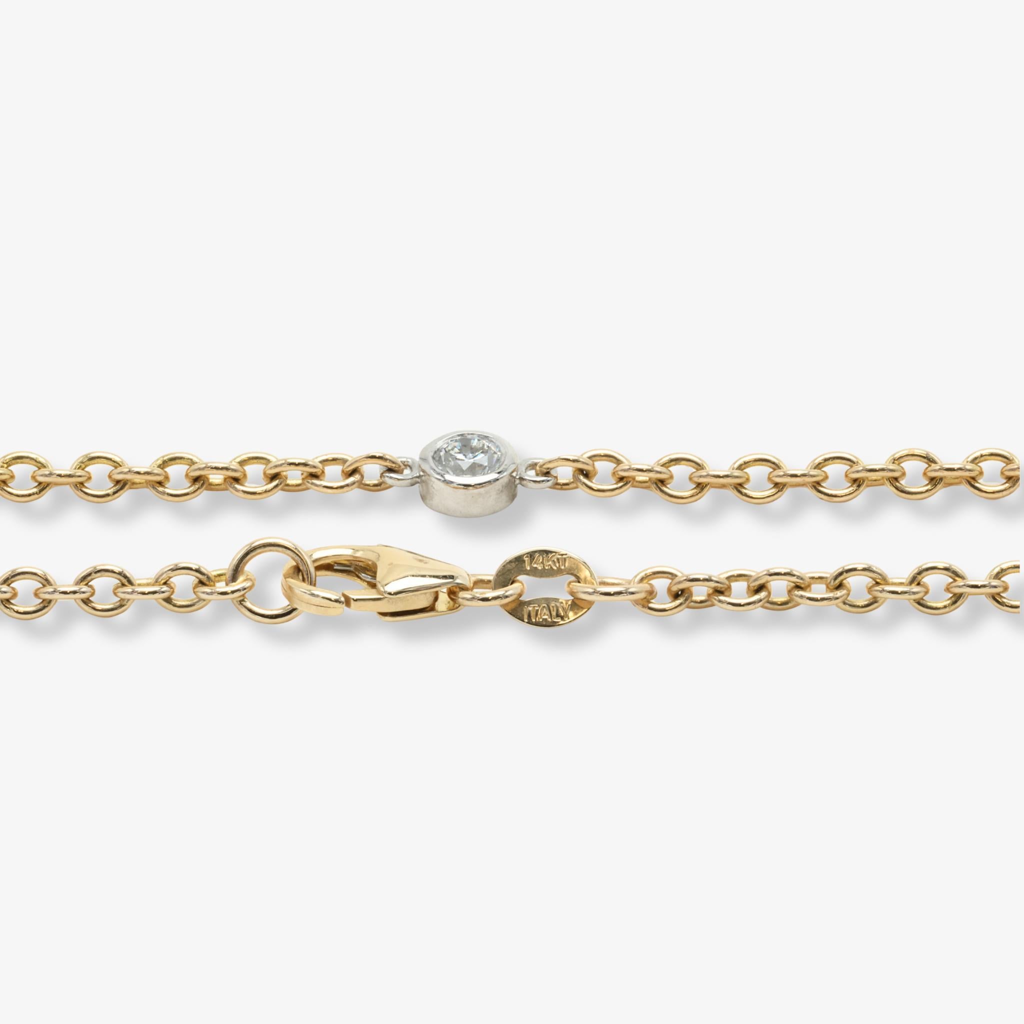 Modern Diamonds By The Yard Necklace 30 Inches in 14 Karat Yellow Gold and Platinum For Sale