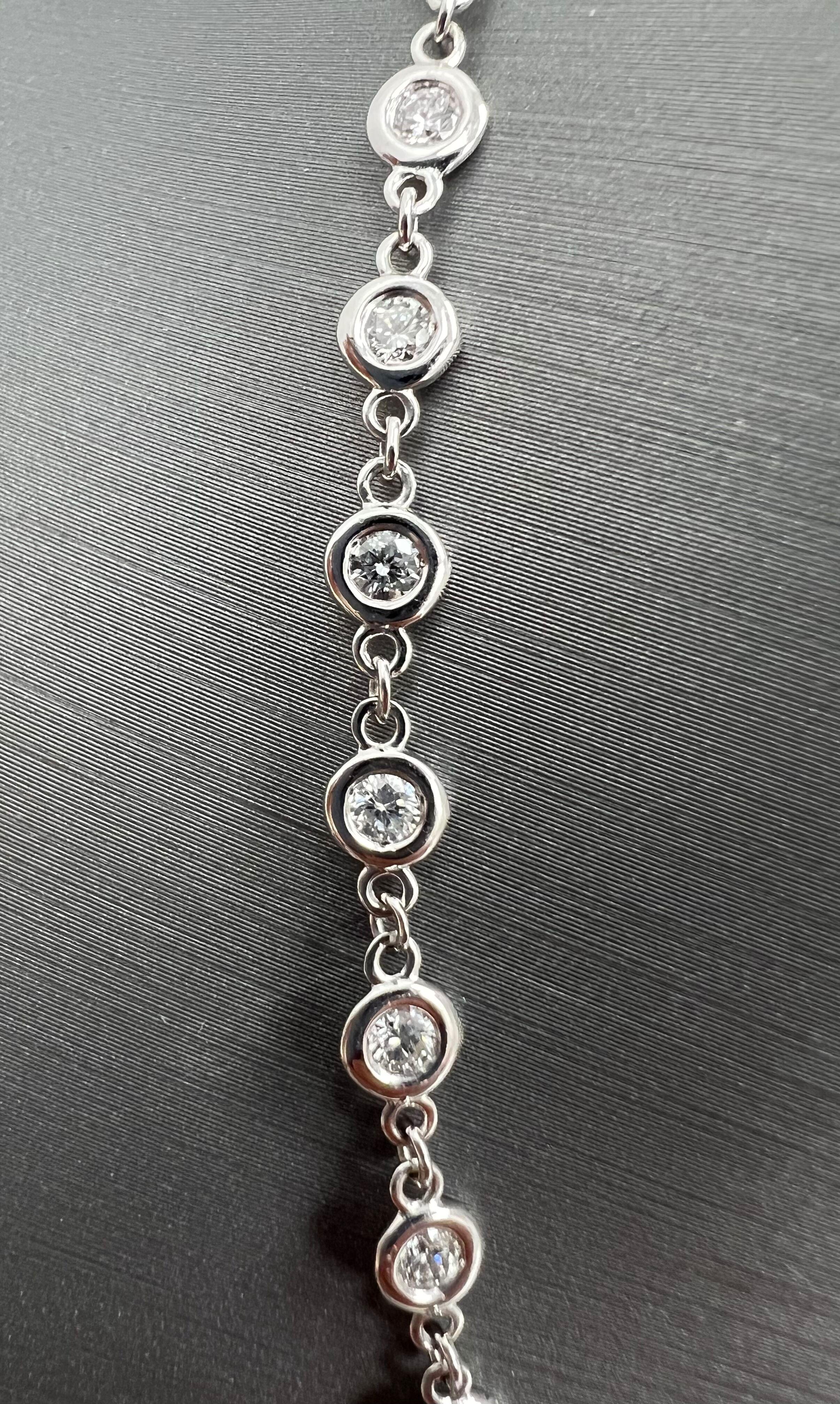 Round Cut Diamonds by the Yard Necklace, 59 Full Cut Natural Diamonds, 3.00 Total Carats