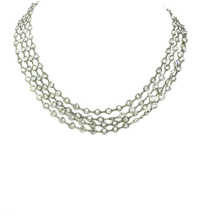 Halskette mit Diamanten pro Yard ca. 70 Karat Platin und Diamanten (Rundschliff) im Angebot