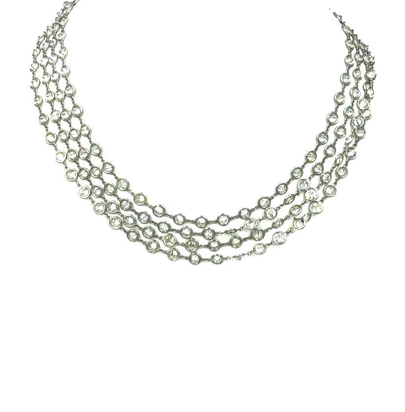 Round Cut Diamonds by the Yard Necklace Approximate 70 Carat Platinum and Diamond Chain For Sale