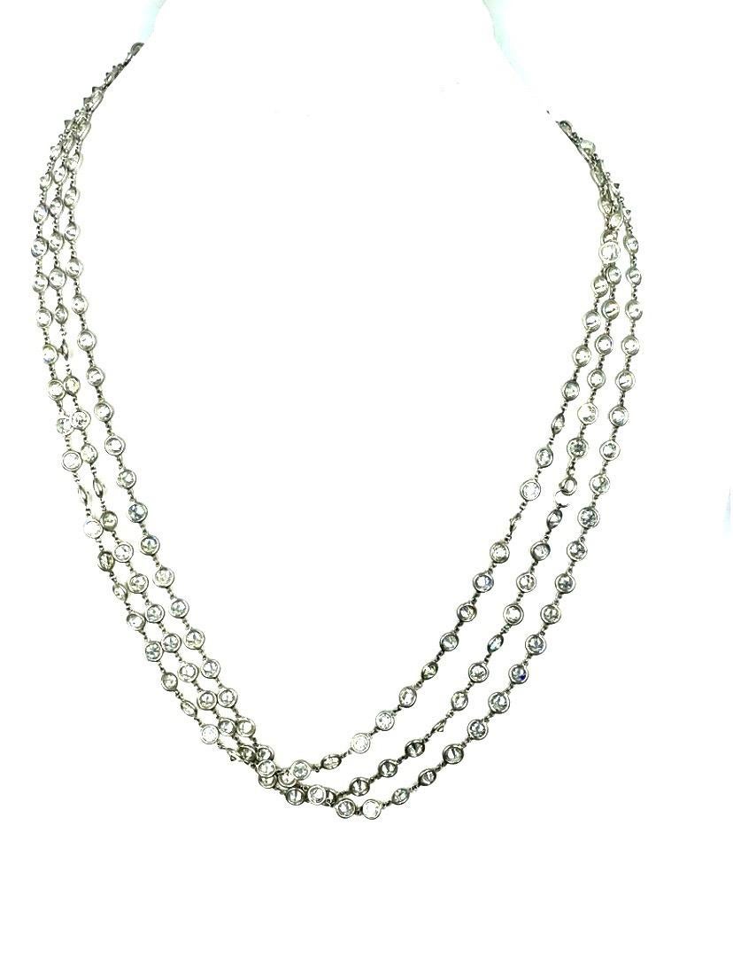 Diamonds by the Yard Necklace Approximate 70 Carat Platinum and Diamond Chain In Excellent Condition For Sale In West Palm Beach, FL