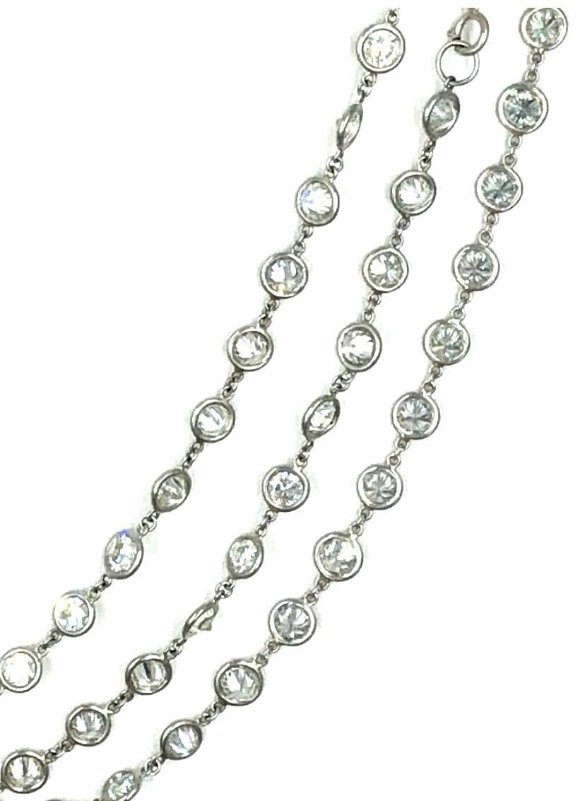 Women's or Men's Diamonds by the Yard Necklace Approximate 70 Carat Platinum and Diamond Chain For Sale