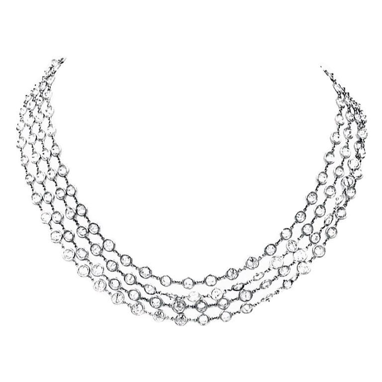 Halskette mit Diamanten pro Yard ca. 70 Karat Platin und Diamanten im Angebot