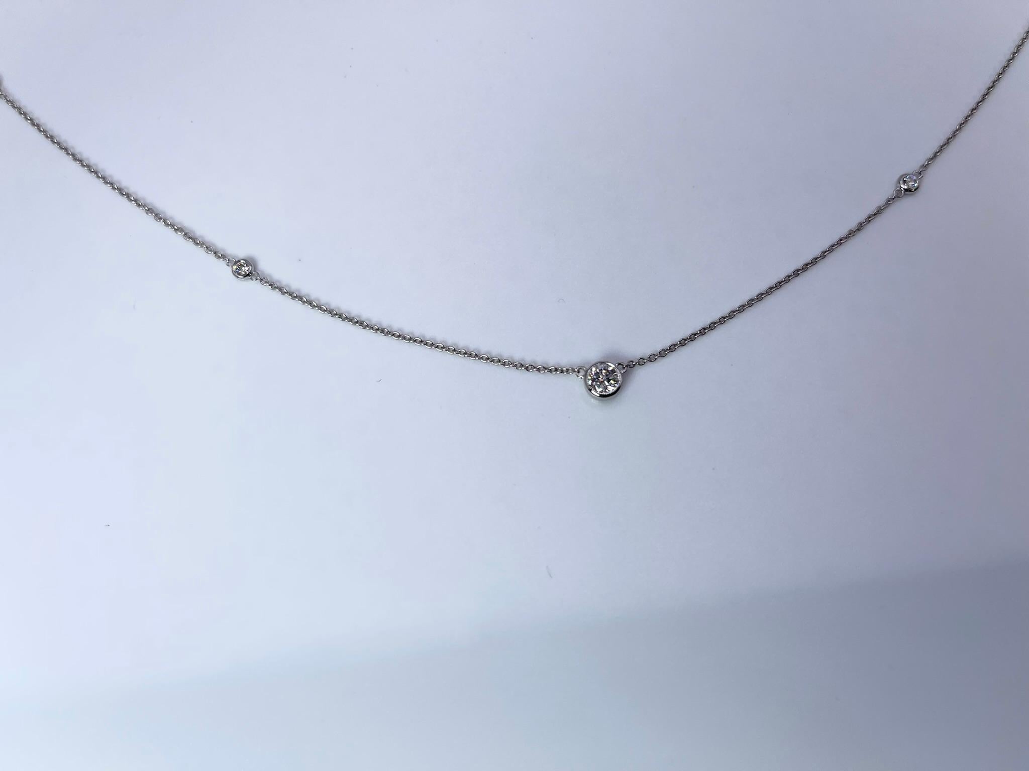 Round Cut Diamonds by the Yard Necklace Diamonds Yard Pendant Necklace 14kt Gold 0.43ct For Sale