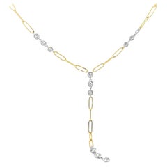 Diamanten by the Yard Halskette aus 14k zweifarbigem Gold, Papier-Clip Kette, natürlich 