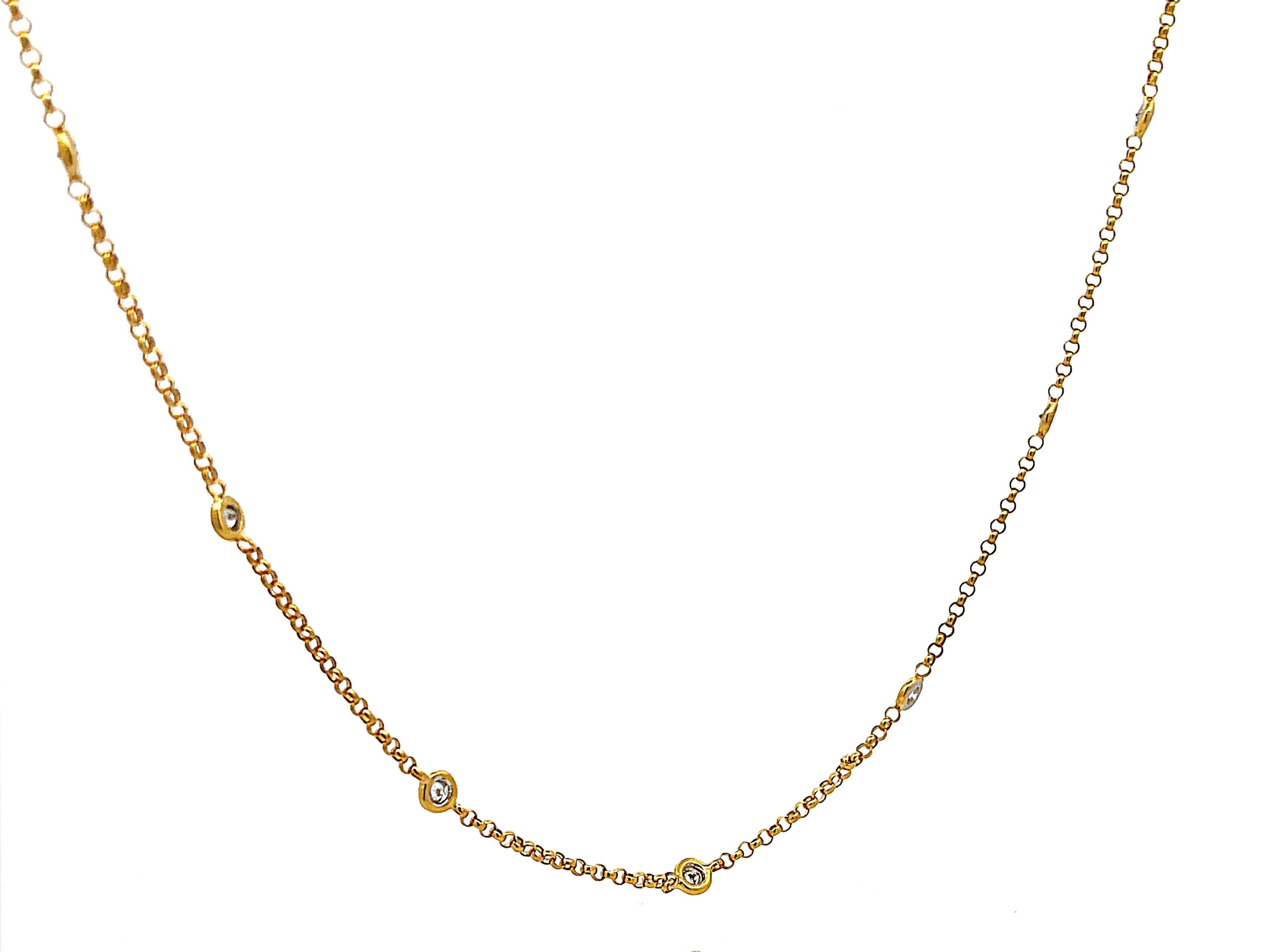 Modern Diamonds by the Yard Necklace in 18k Yellow Gold For Sale