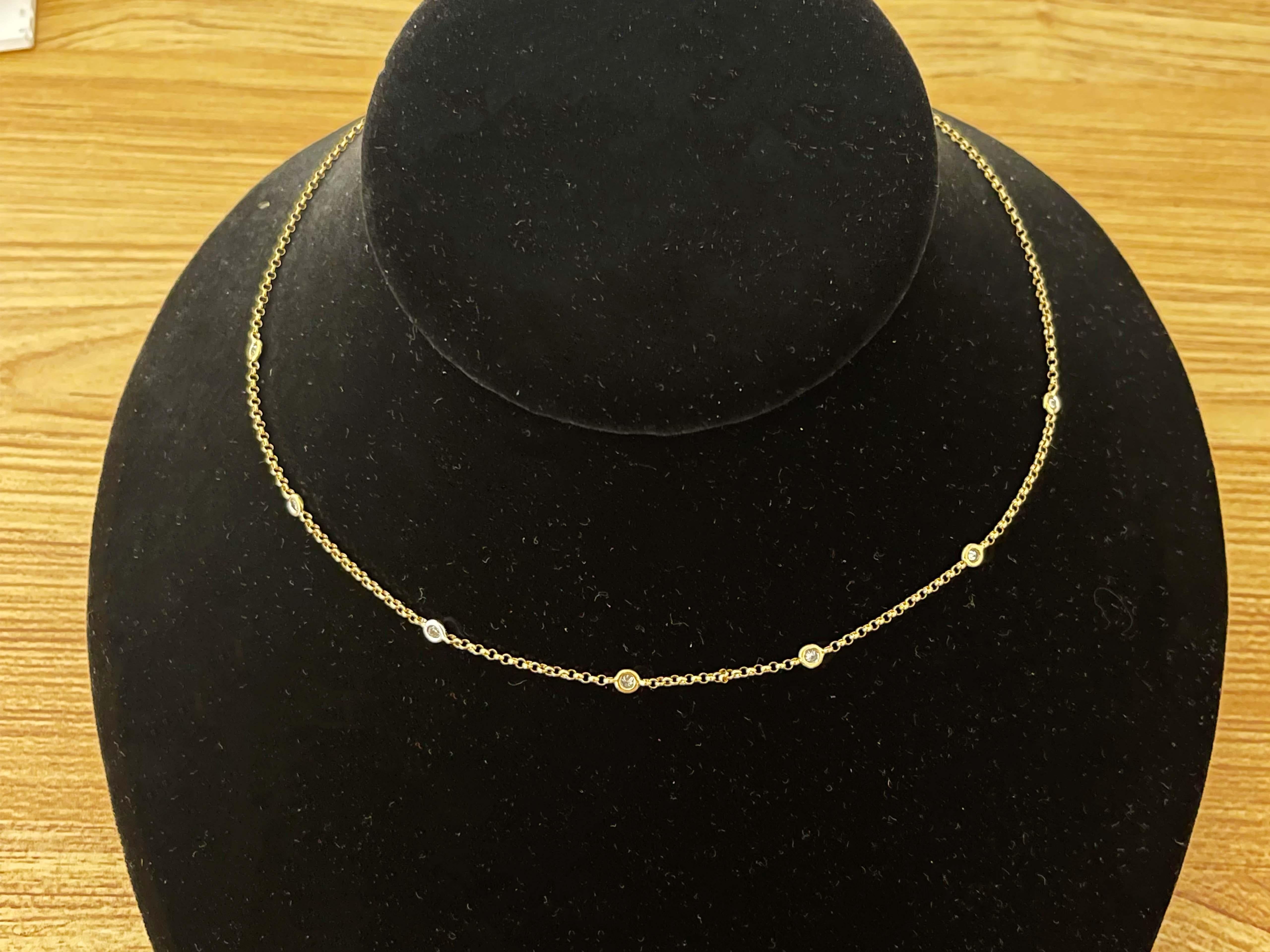 Diamonds by the Yard Necklace in 18k Yellow Gold In Excellent Condition For Sale In Honolulu, HI