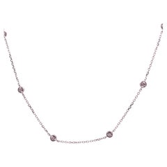 Diamonds by the Yard Necklace with Halo 14 Karat White Gold