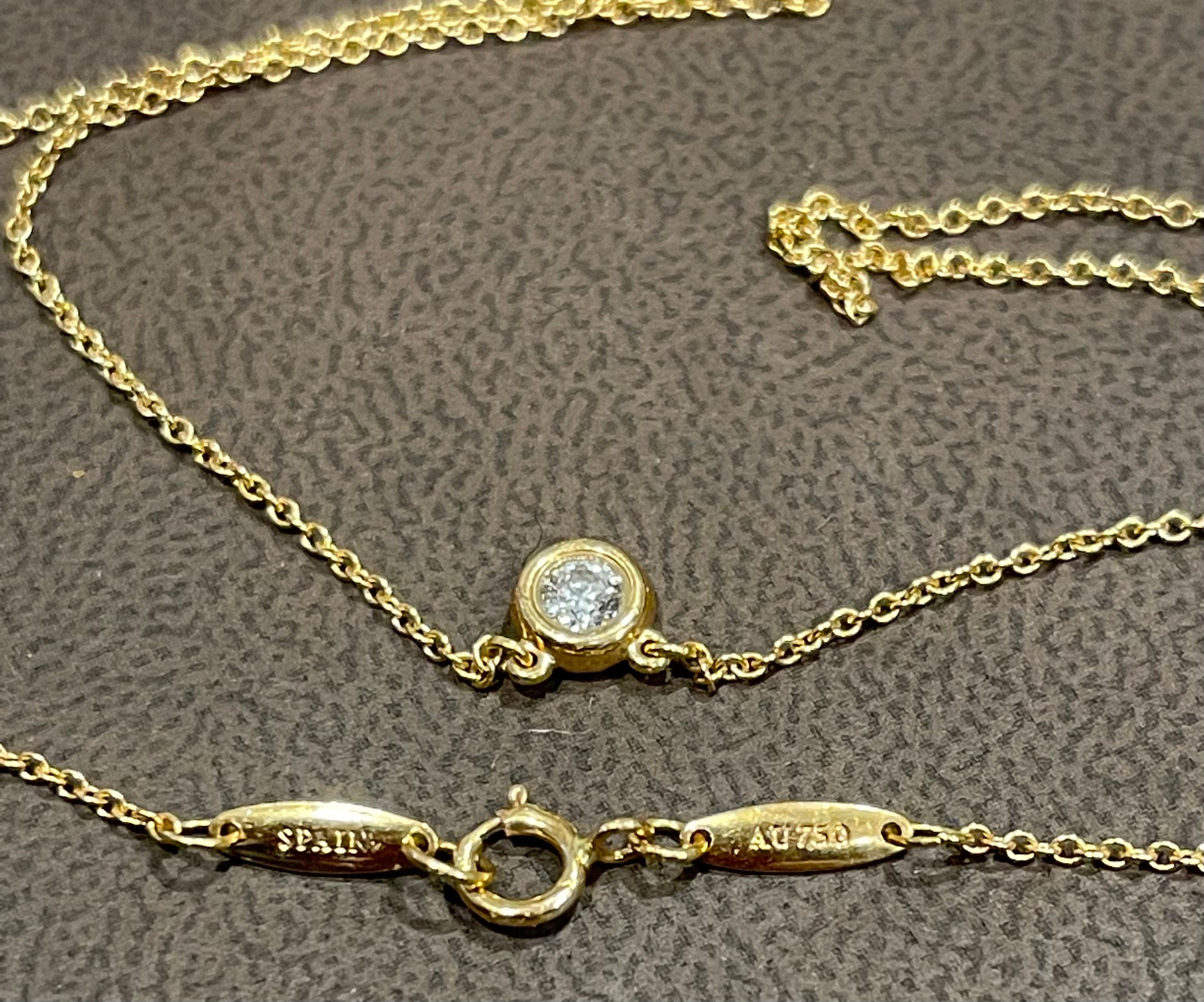 Diamonds by the Yard Single Diamond Pendant in Yellow Gold by Elsa Peretti T&Co For Sale 5