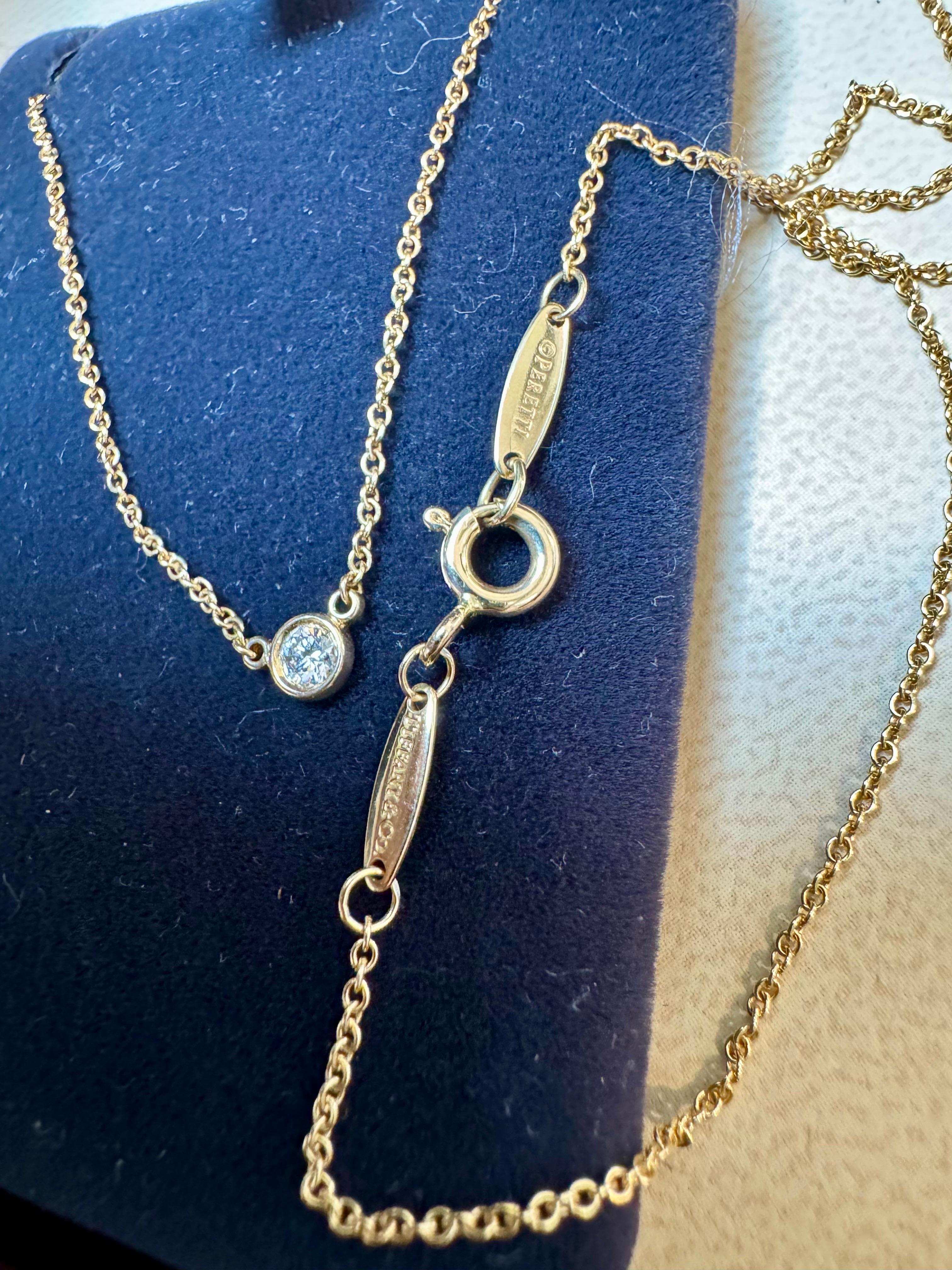 Diamonds by the Yard Single Diamond Pendant in Yellow Gold by Elsa Peretti T&Co 11