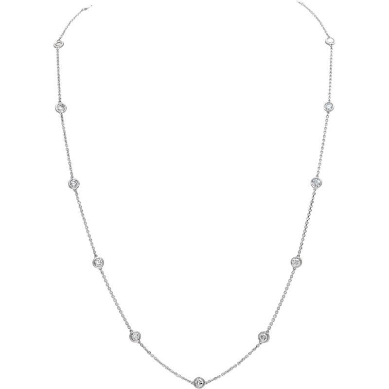 Round Cut Diamonds by the Yard White Gold Necklace For Sale